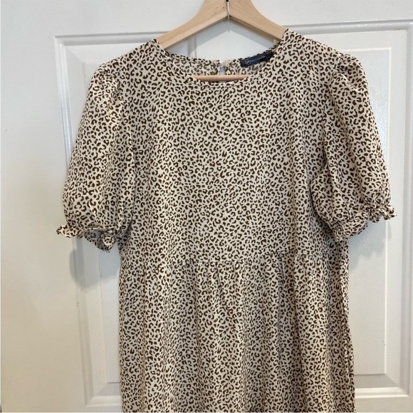 PRETTYGARDEN Cheetah Print Flowy Boho Midi Dress Puff Short Sleeve ,Women’s Sz S - Picture 6 of 9